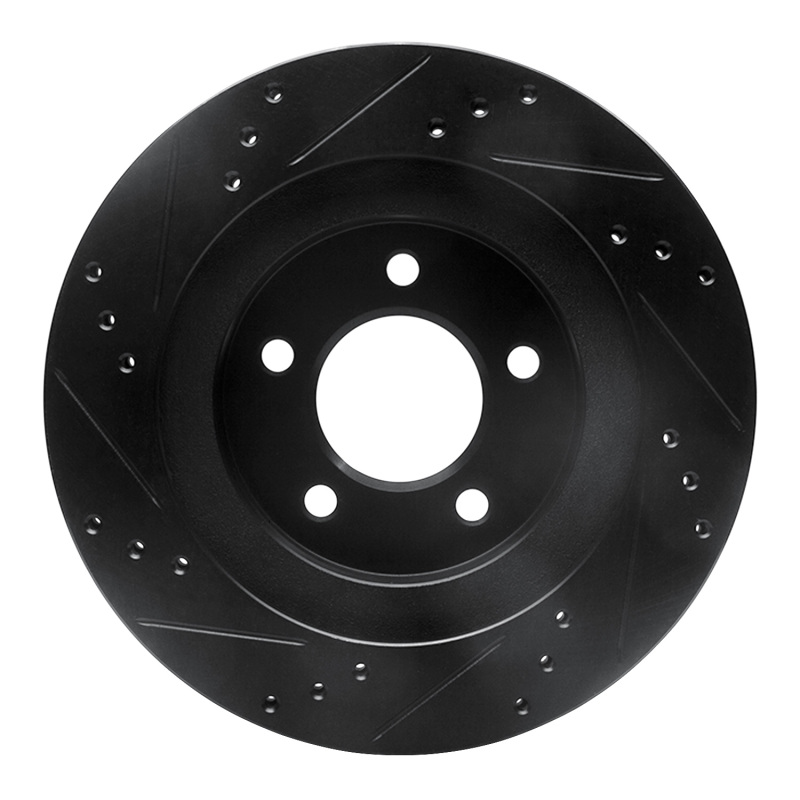 Chrysler Concorde Brake Rotor (1) - Front Right - R1 Concepts - Drilled & Slotted - Black - `98-`04